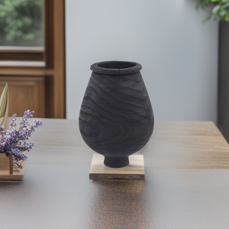 조용한 바람 검은 숯 탄산 나무 공예 꽃병을 판매하는 공장 홈 호텔 홈스테이 장식 촬영 소품 장식품