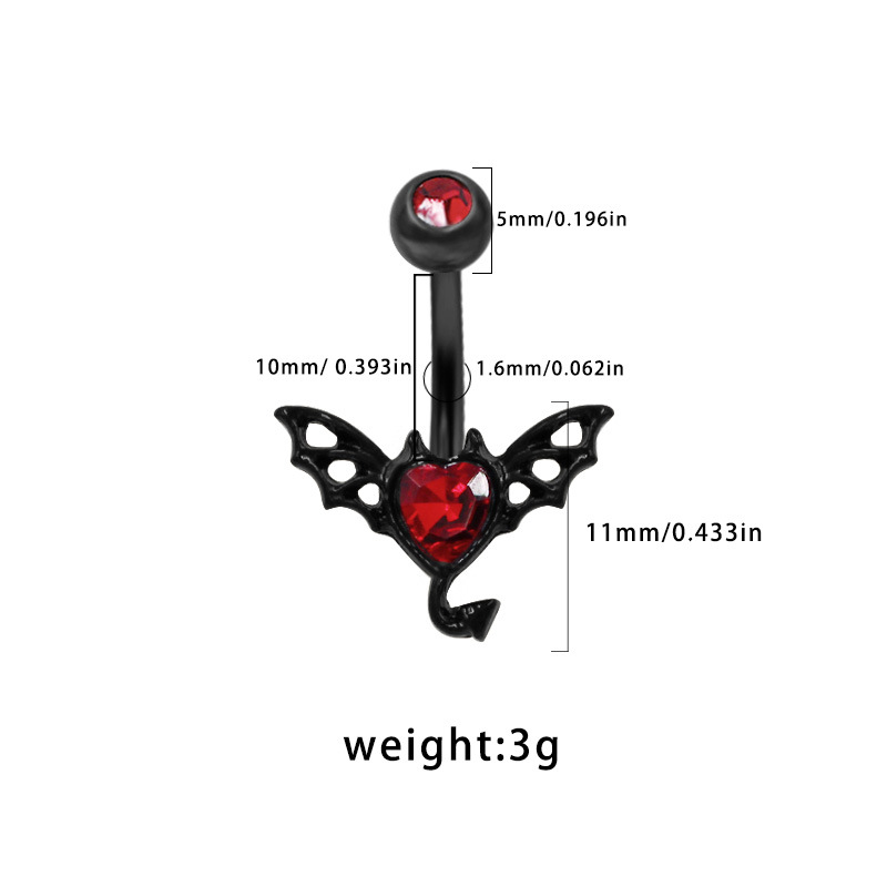 Halloween Bauchnabelpiercing Mit Herzförmigem Zirkonia Dunkel_voghion.com
