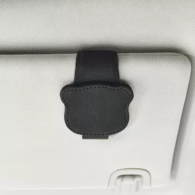 Simple and Portable Magnetic Car Glasses Holder Car Interior Leather Storage Clip Car Sunglasses Clip Bill Card Holder Trendy (Car Glasses Clip/Bill Clip) - black