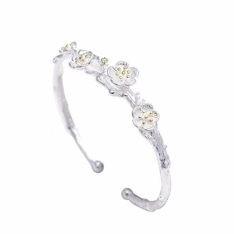 Brazalete de osmanthus en nicho dulce estudiante simple temperamento frío viento amigo pulsera abierta pulsera de corazón de niña