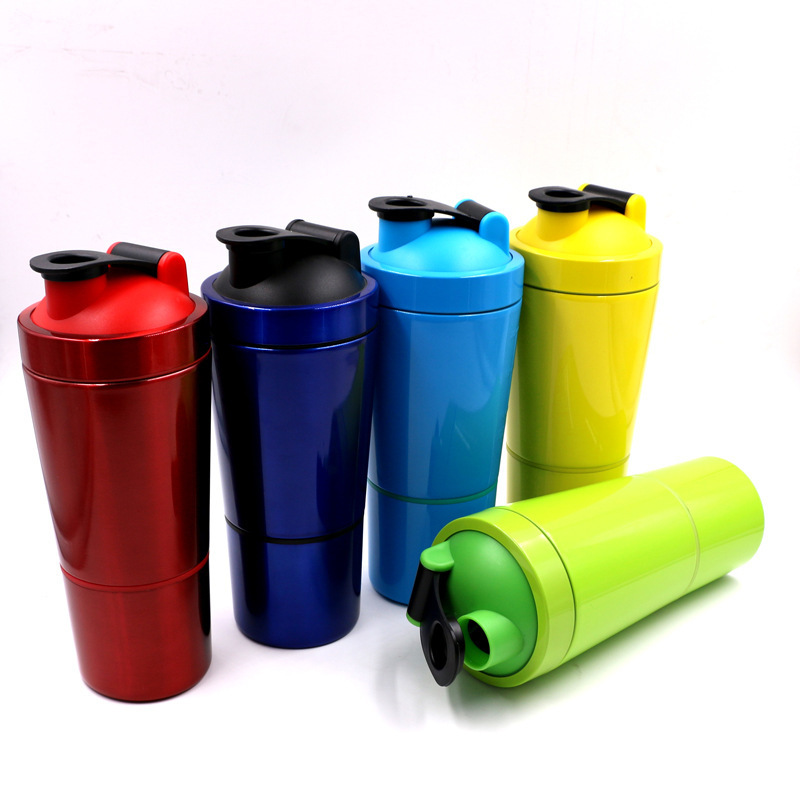 Export Trade with Scale Protein Powder Shaker Cup Milkshake Cup Stainless Steel Thermos Outdoor Fitness Sports Water Cup 