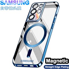 Samsung s24FE 磁気電話ケース s25ultra 電気メッキ透明 s22Plus オールインクルーシブレンズ保護カバーに適しています。