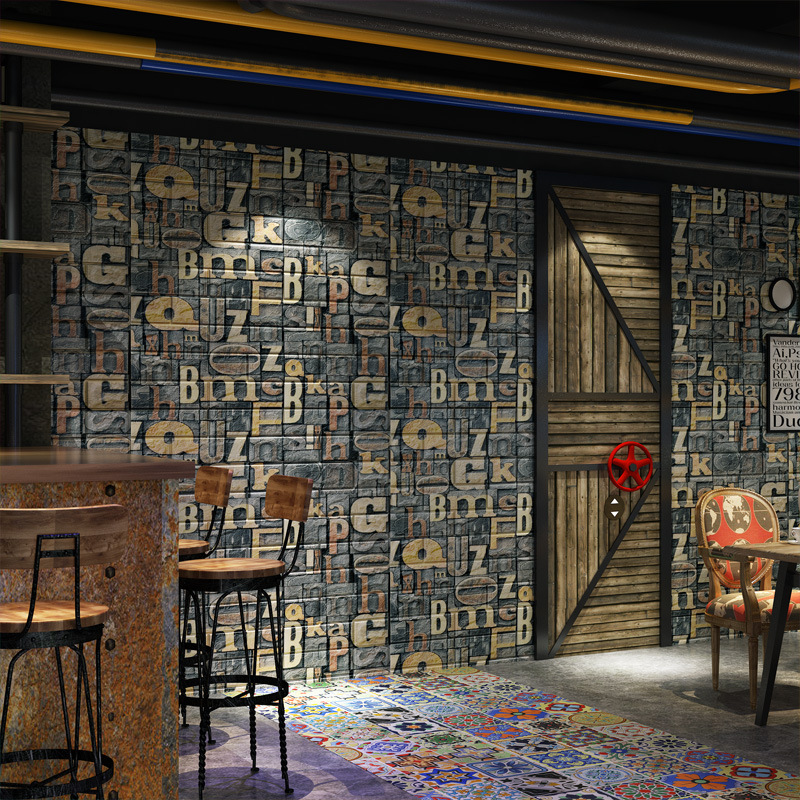 Transfronterizo al por mayor 3D tridimensional autoadhesivo papel pintado retro ladrillo patrón impermeable a prueba de humedad espuma pegatinas de pared tienda de ropa restaurante olla caliente