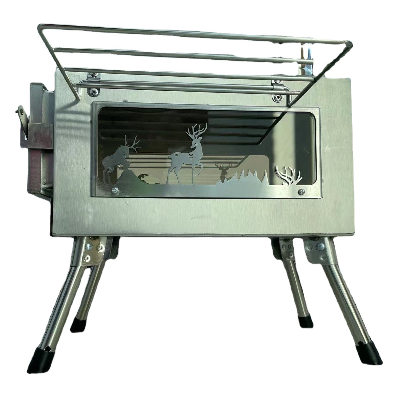 Estufa de leña portátil plegable de acero inoxidable para acampar, calentamiento de tiendas de campaña, estufa para exteriores, venta al por mayor.