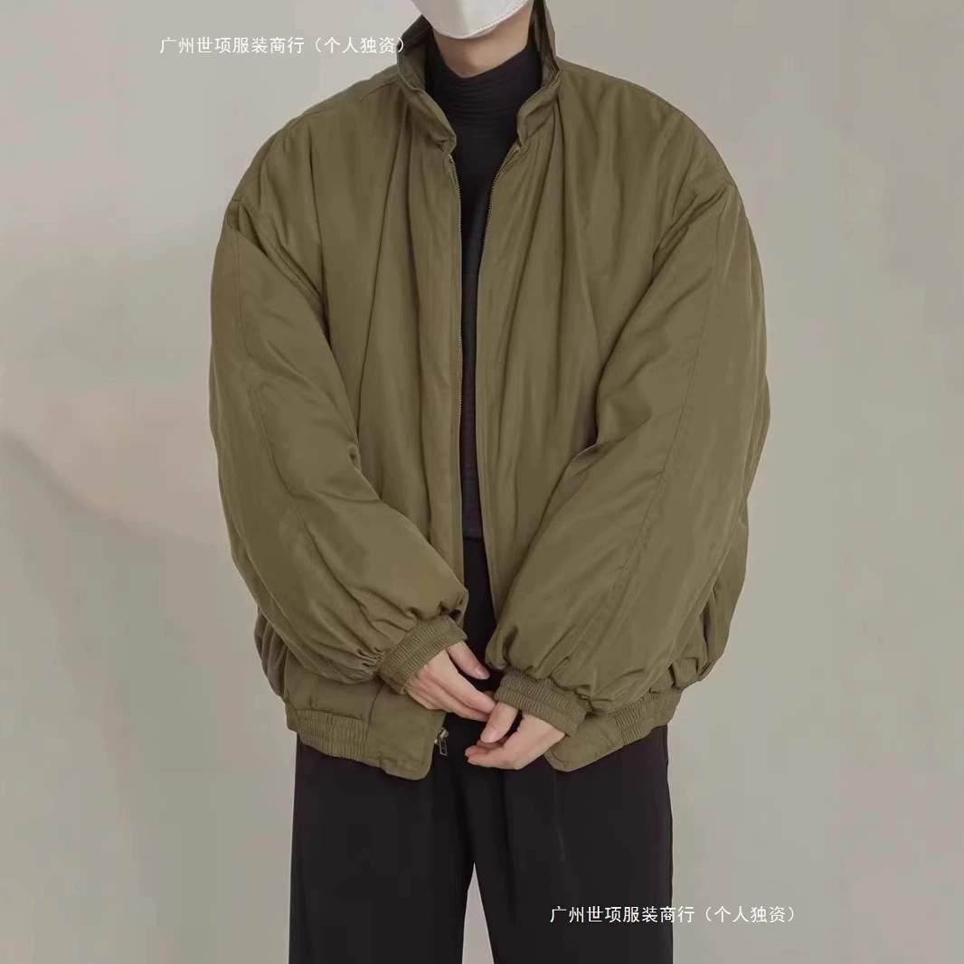 Зимний корейский стиль ретро воротник повседневная короткая хлопковая куртка для мужчин теплая свободная пара бейсбольная хлопковая куртка