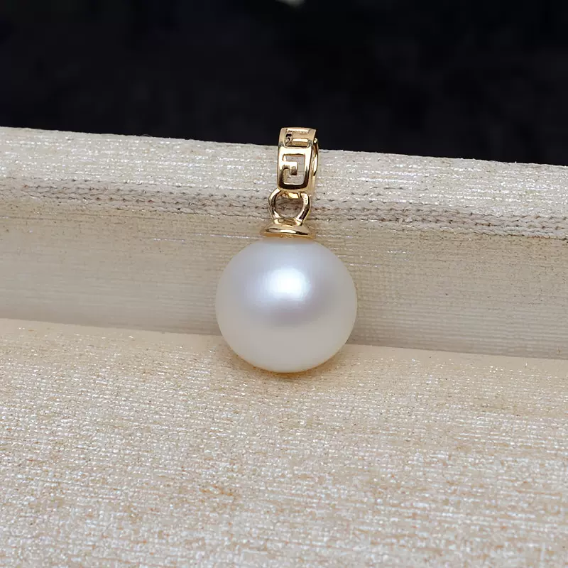 简款黄金项坠AU750吊坠G18K金4799扣头挂坠7-10珍珠diy配件空托