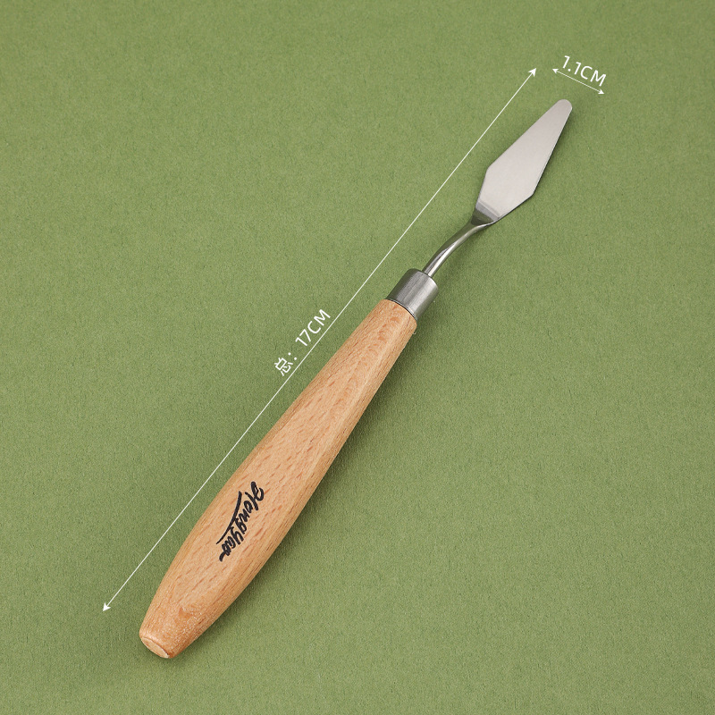 Raspador de arte, juego de cuchillo de pintura al óleo único, raspador de pintura de gouache de madera grande de acero inoxidable, herramienta manual