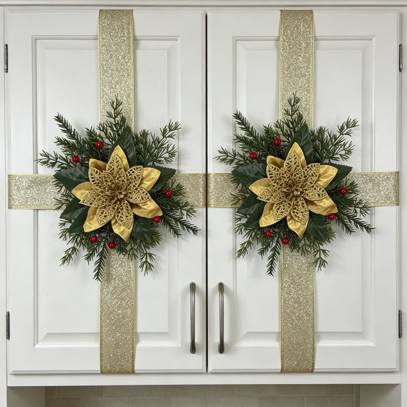 Nuevo Amazon lazo navideño armario colgante de anillo para decoración del hogar colgante de puerta de corona navideña vendido por el fabricante image 4