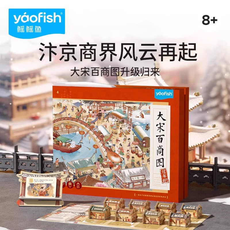 Yaofish Ray Fish Song Dynasty Hundred Merchants Diagram Deluxe Edition Portable Children's Board Game Simulation Business Strategy Educational Toy