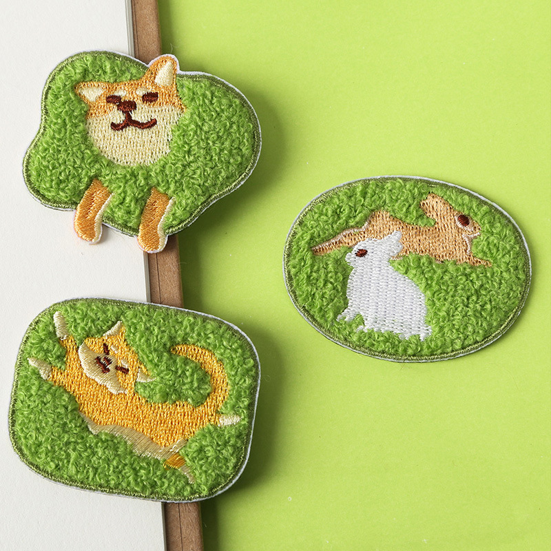 可爱猫咪柴犬刺绣贴衣服裤子补丁贴diy手账本收纳包装饰贴自粘贴