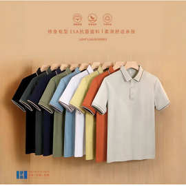 双面莱赛尔丝光棉夏季5A抗菌工作服polo衫印logo翻领袖企业文化衫