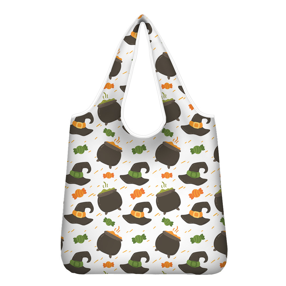 巫师帽糖果幽灵南瓜印花现代时尚欧式动漫手提袋购物袋可一件代发