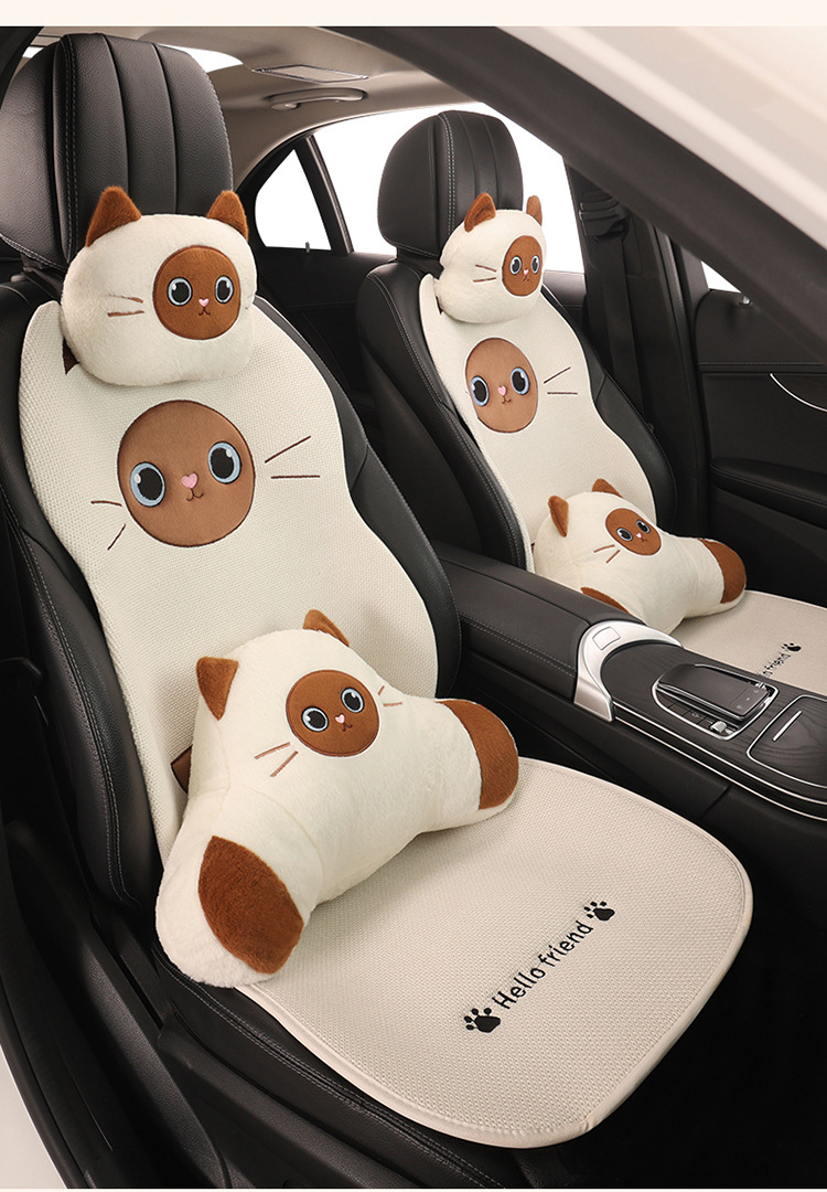 Car Seat Cushion, Universal for All Seasons, Linen Car Seat Cushion Cover, Full Cotton and Linen Breathable Female Car Cushion, Car Seat Cover Single Piece