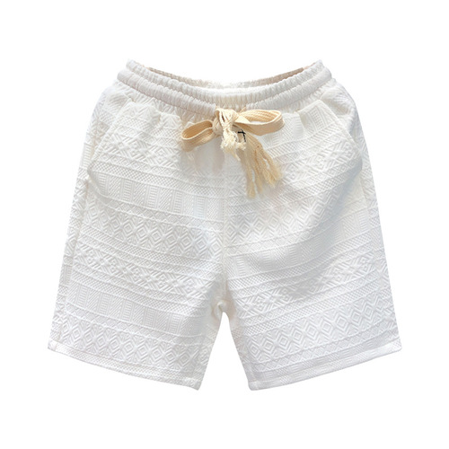 Men's white patterned casual shorts, trendy brand, wholesale, suitable for multiple occasions, five-hole shorts, men's beach sports big pants