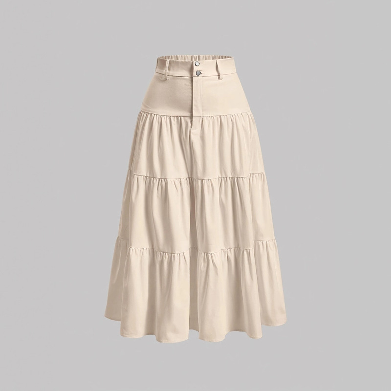 2026 Spring/Summer European and American Amazon Cross-Border New Women's Solid Color High-Waisted Skirt Elegant and Stylish Base Skirt