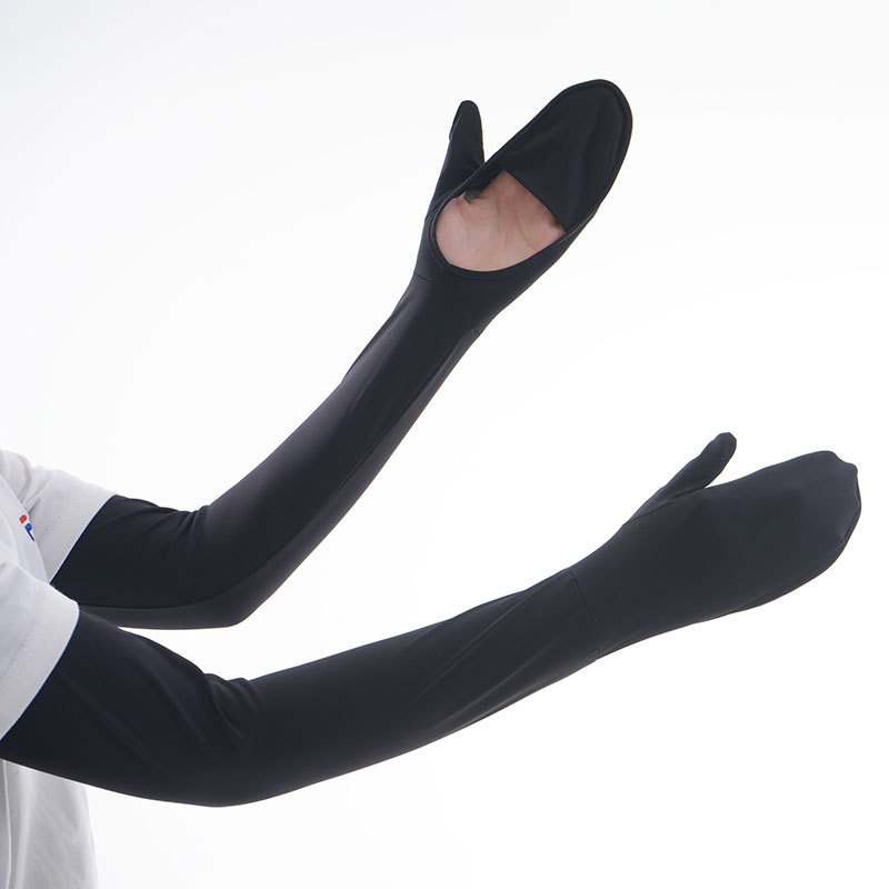 Protector solar mangas de hielo largas para mujer, seda de hielo de verano, protección UV, protección solar, protección solar, conducción, protector de manos, mangas de palma expuestas