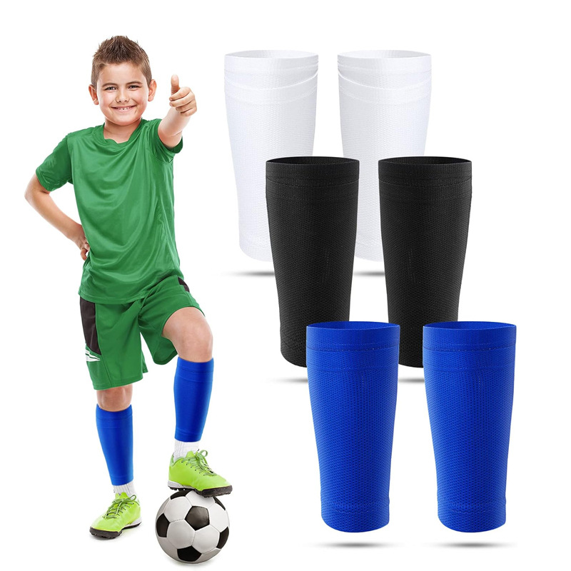 Double-Layer Football Shin Guard Sock Inserts, Soft Sports Compression Shin Guard Fixed Sock for Adults and Children