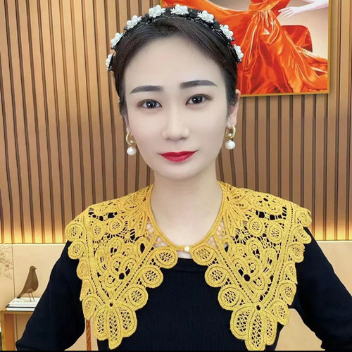 Japanese-style small shawl handmade vintage knitted crochet hollow lace bolero jacket for dress outerwear decorative faux collar