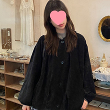奶兔星球-自制 丝绒感翻领小斗篷外套女2025新款秋