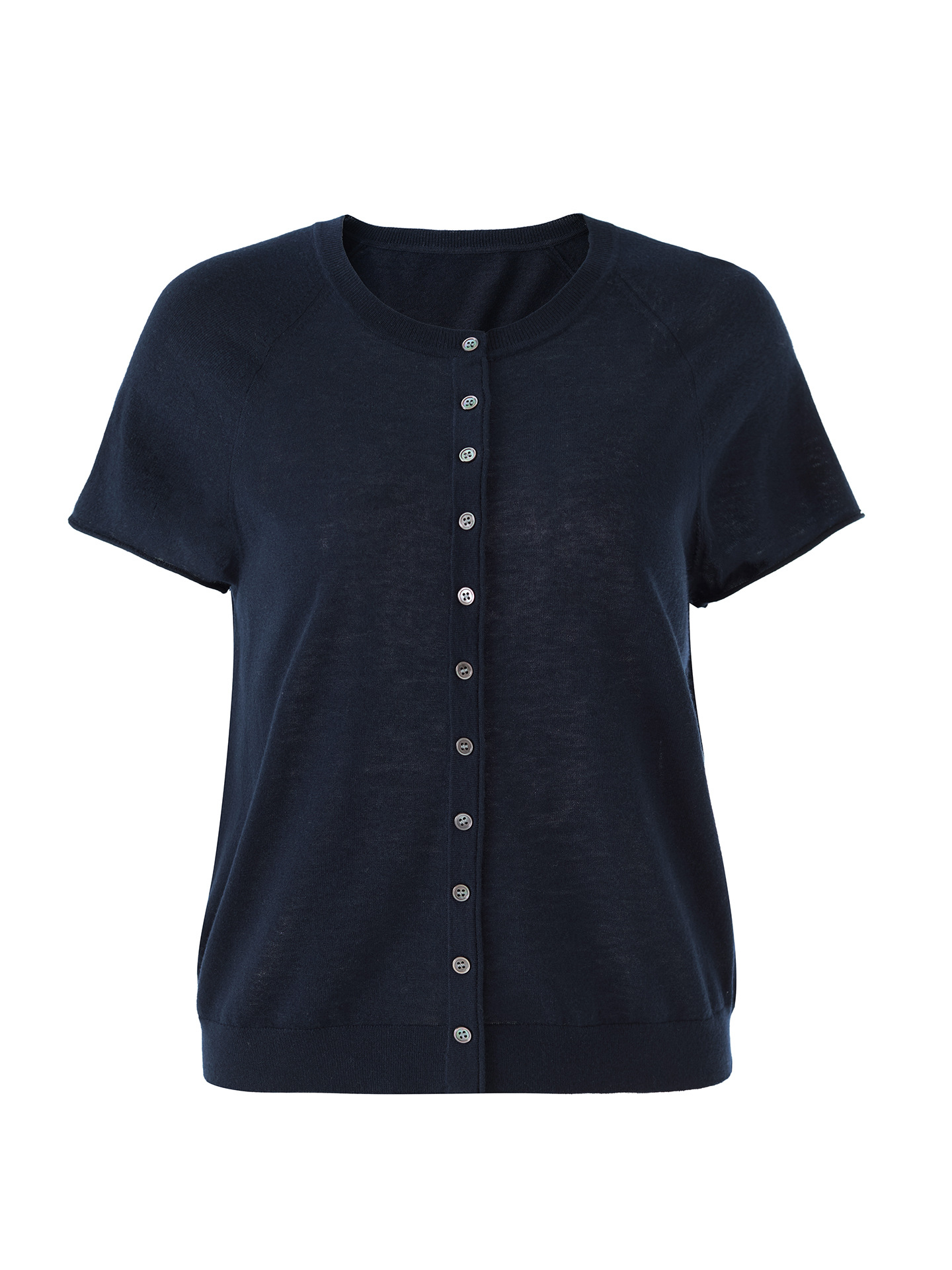 Áo cardigan len nhỏ tay ngắn dáng rộng phong cách lười biếng — màu xanh navy