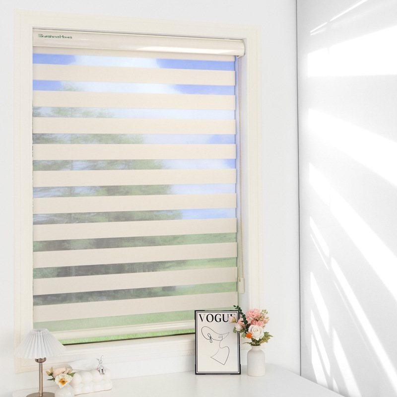 Sylshinehome Waterproof Curtain Semi-Shading Roller Blind Zebra Curtain Sunshade Electric Pull-Up Soft Gauze Curtain