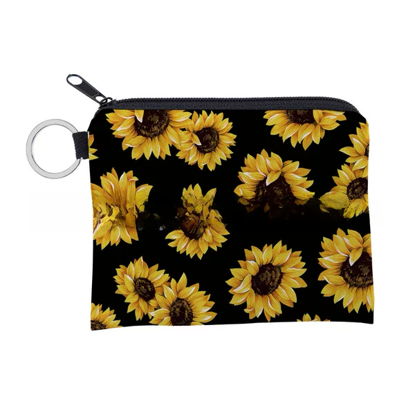 Amazon Cross-border Explosions Sunflower Printed Coin Purse Storage Bag Portable Coin Earphone Bag Key Bag