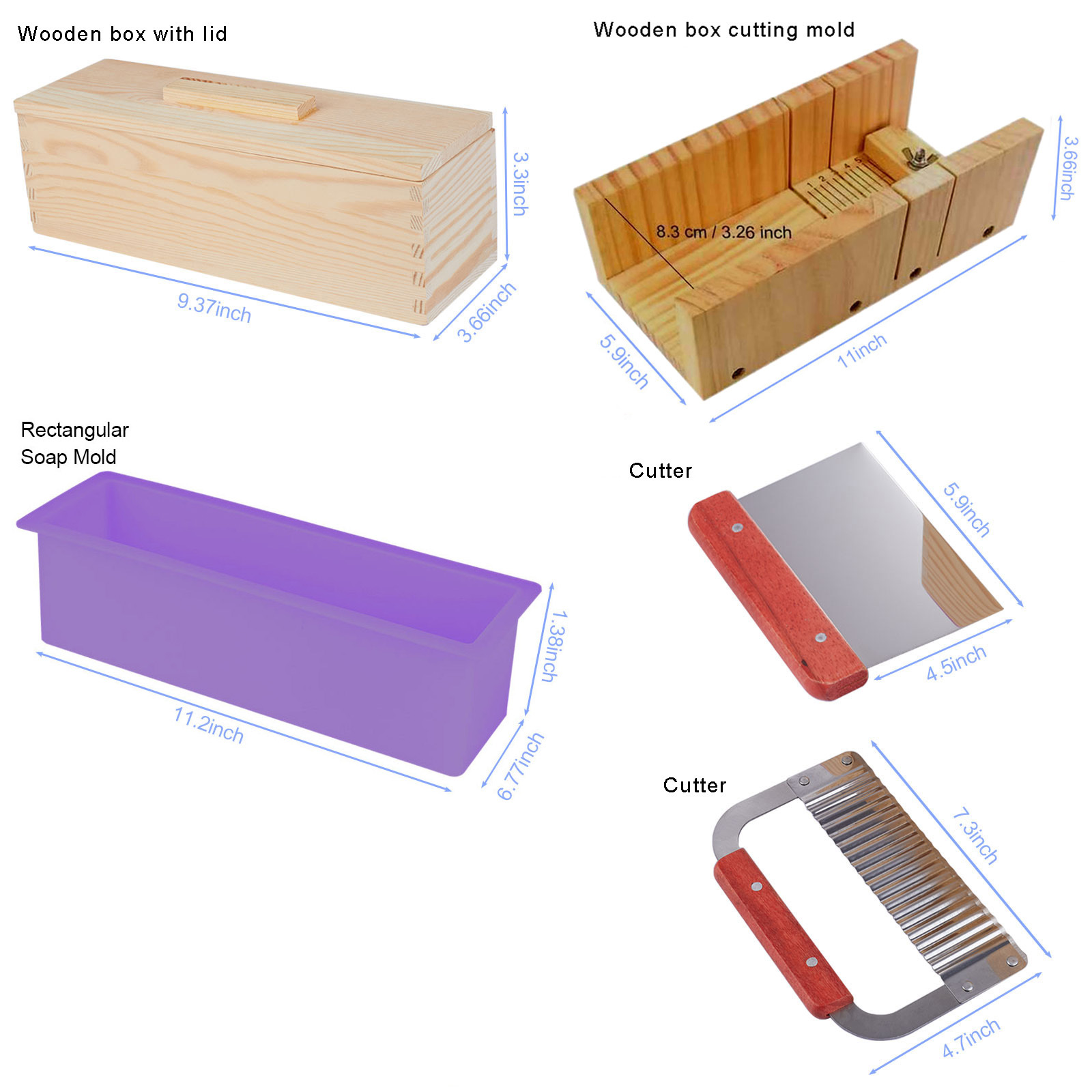 1200g Silicone Rectangular DIY Soap Mold with Wooden Box and Lid High Quality Easy to Demold Non-staining