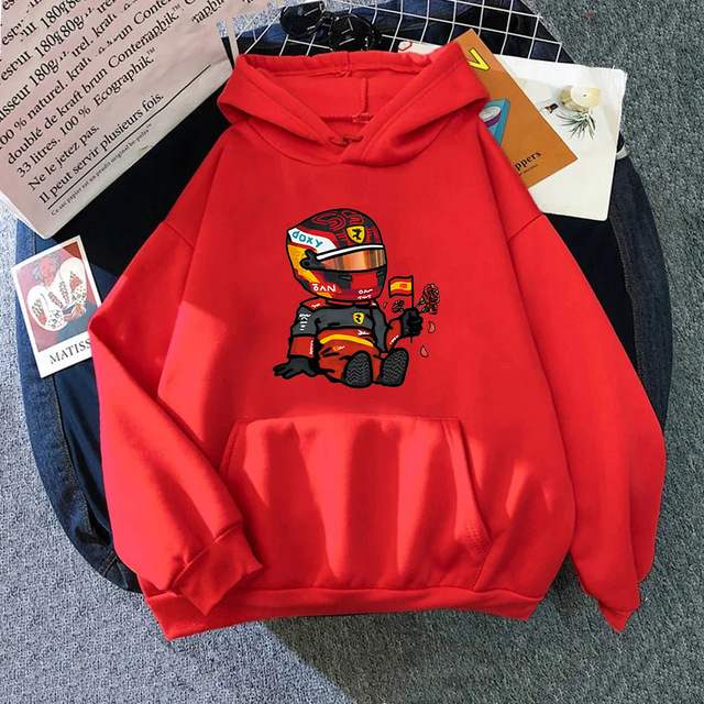 Sainz Mini F1 Hoodies for Men Games Cartoon Graphic Sweatshi