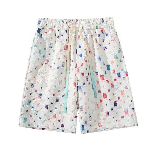 Men's Casual Shorts Trendy Personality Washed Ripped Print Shorts Men's Five-Pocket Shorts