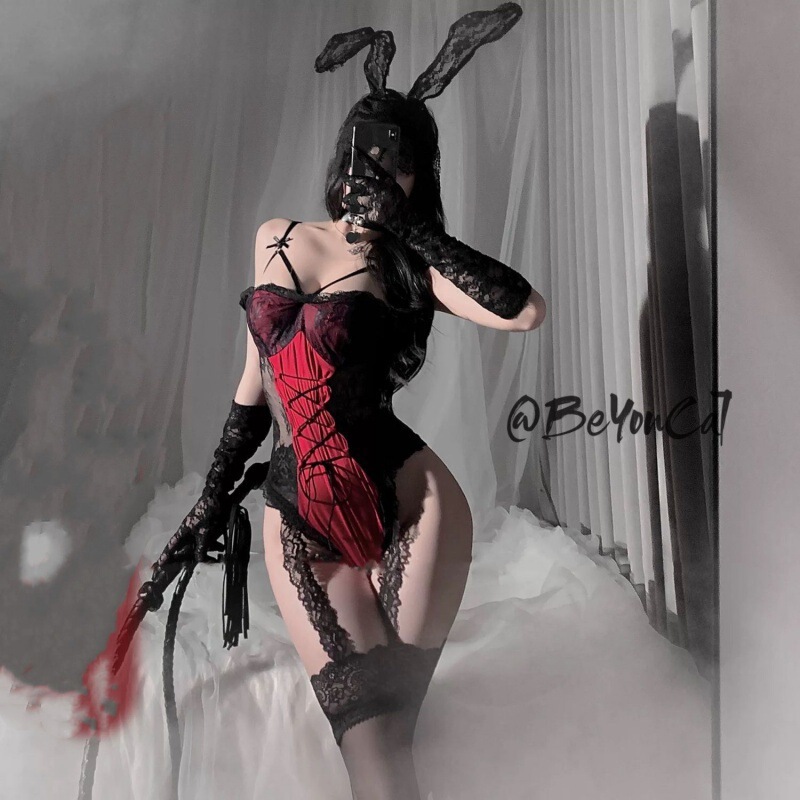 Sexy Underwear Christmas Bunny Role Play Sexy Perspective Strap Hidden Buckle Open File jumpsuit Passion Uniform