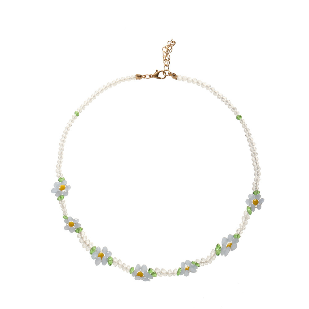 Fashion Flower Alloy Beaded Necklace