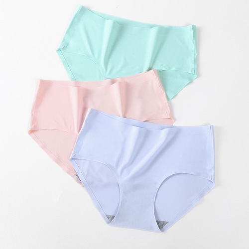 Women's ice silk seamless underwear one-piece underwear breathable mid-waist sexy women's underwear briefs bare head 810