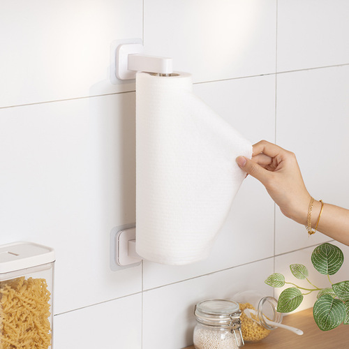 No punching paper roll holder kitchen cabinet stainless steel cling film paper towel storage rack cross-border hot selling 11 inches