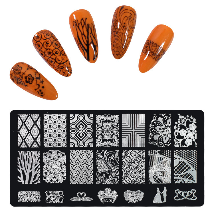 Nail Art Impresión Plantilla Stickers Esmalte de uñas estereoscópico Plantilla Diy Seal Placa de impresión Herramienta de transferencia