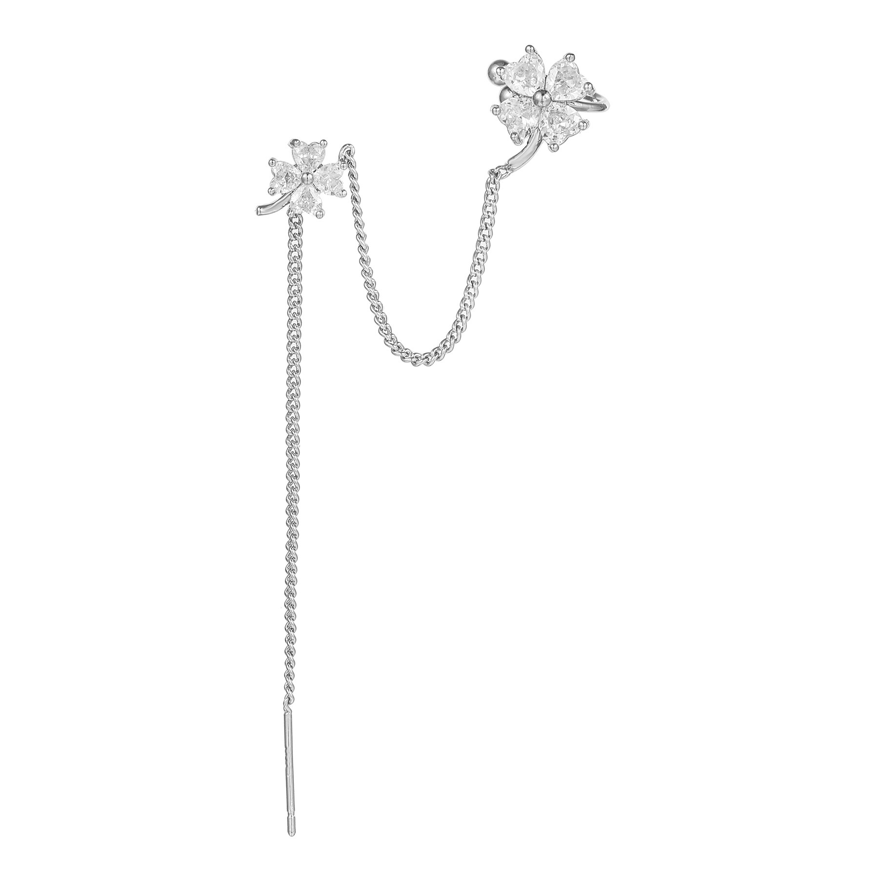 Fashion Flower Copper Earrings Tassel Gem Copper Earrings