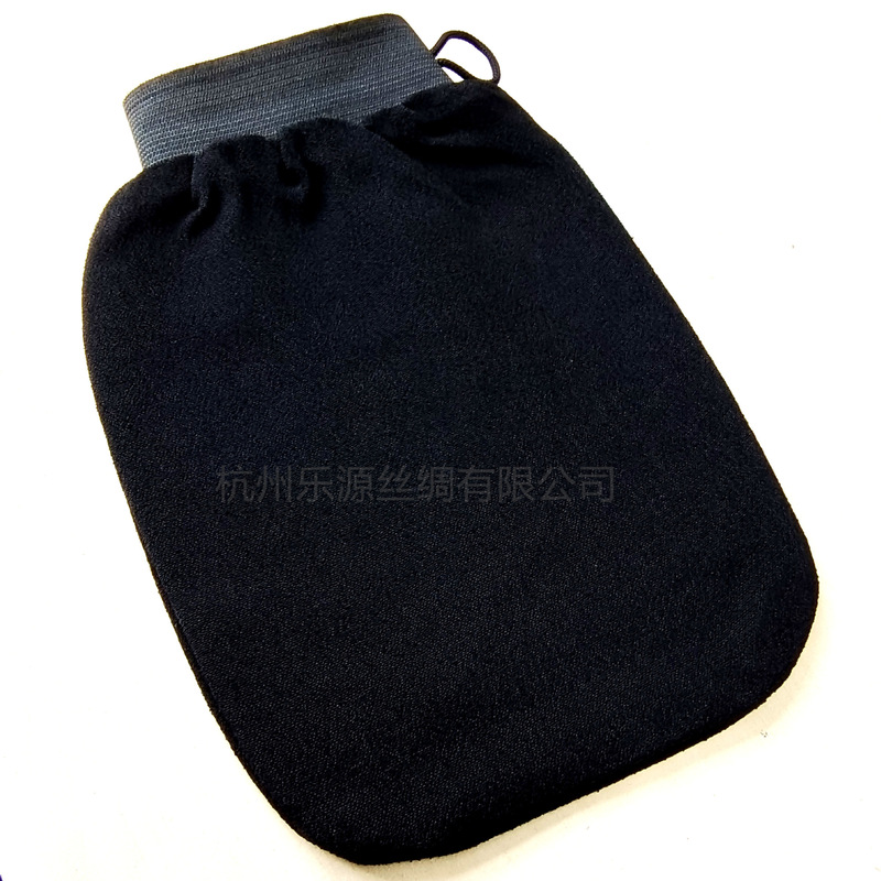 Black 200D double-layer bath gloves thickened roving peeling bath gloves high-end frosted mud bath towel cloth