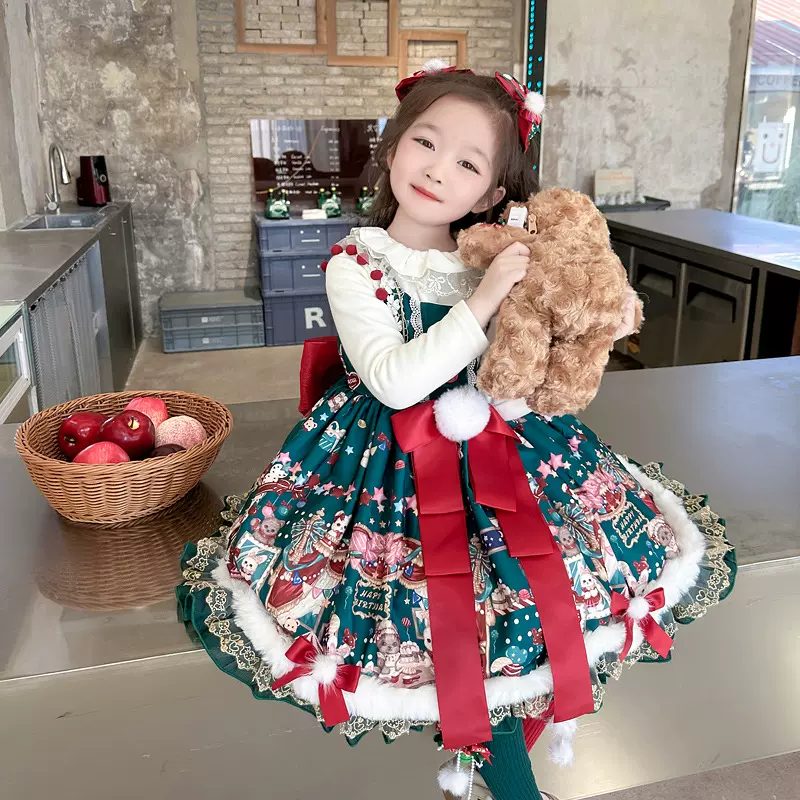 圣诞节服装女童洛丽塔公主裙2025秋冬蓬蓬宝宝过年裙子儿童连衣裙