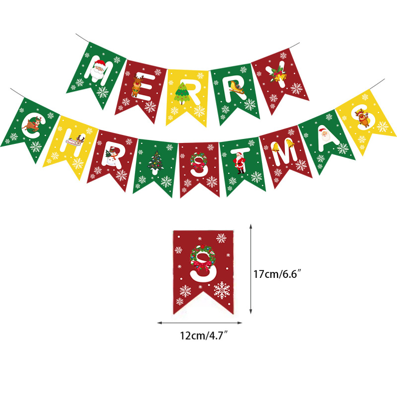 国境を越えた新しいクリスマス楽しいクリスマス紙は旗を引いてクリスマスパーティーのシーンに装飾用品を配置する|undefined
