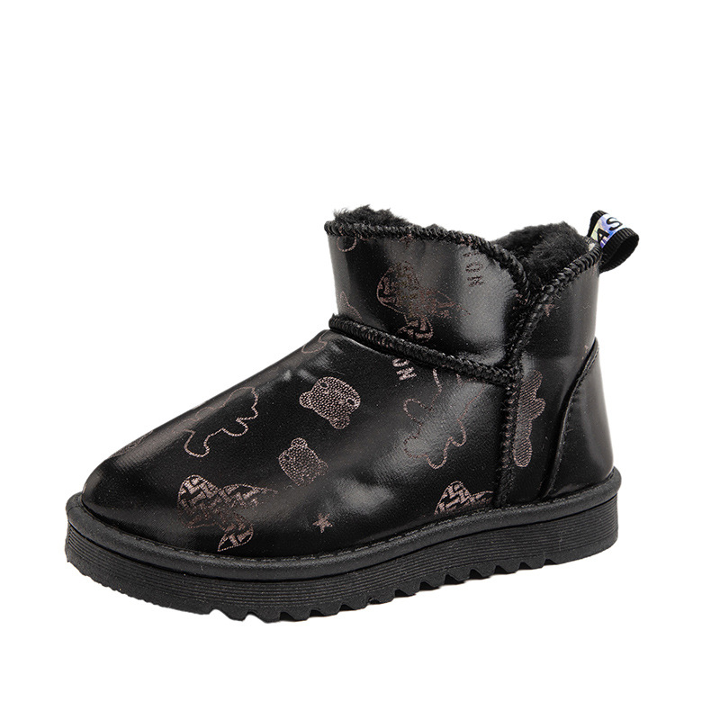 Botas de nieve de niñas 2024 nuevos niños de invierno más vello grueso botas de algodón caliente botas cortas de niñas zapatos de algodón de niños
