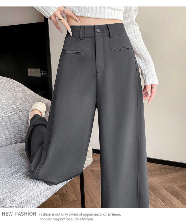 Quần tây nữ ống rộng lưng cao phom suông dài chấm gót — Mơ - Extra Long (Bộ sưu tập mùa xuân, 160cm trở lên), Mẫu Apricot-regular (dành cho mùa xuân và mùa thu, chiều cao dưới 159cm), Xám đậm - Dáng dài (mẫu xuân thu cho người trên 1m60), Xám đậm-đường kính (mẫu xuân thu dưới 159cm) chi tiết 34