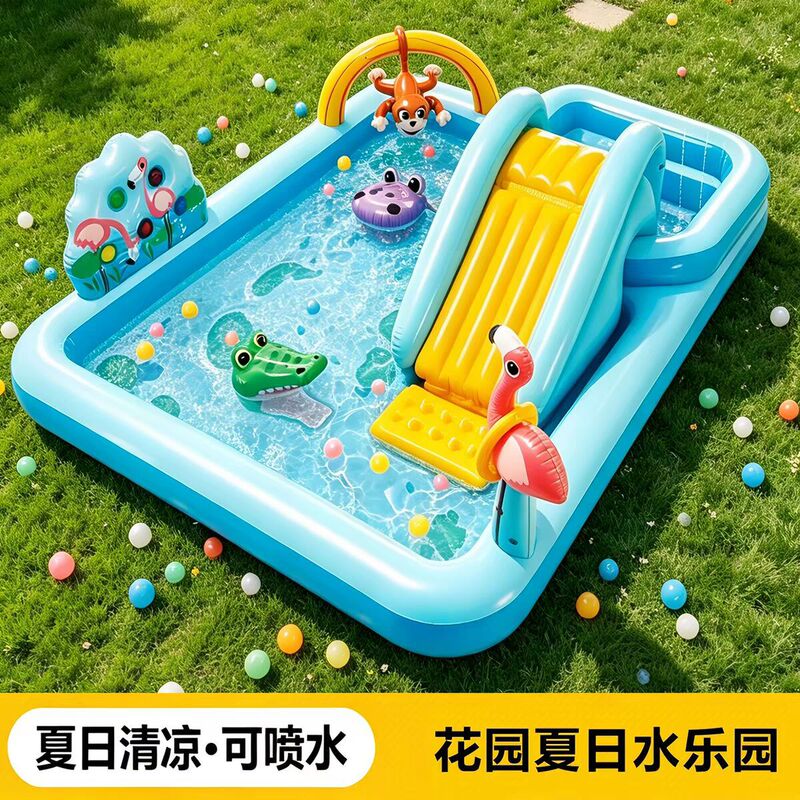 Intex Crocodile Slide Water Fountain 57161 Inflatable Pool Inflatable Water Pool Inflatable Castle Swimming Pool