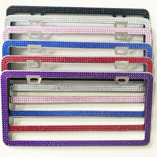 Cross-Border American Standard Diamond-Encrusted License Plate Frame Stainless Steel Material Dot Diamond Rhinestone Car License Plate Frame Car Accessories Wholesale