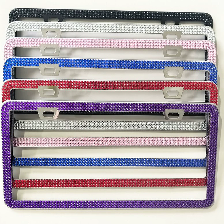 Трансграничная американская стандартная рамка номерного знака, инкрустированная бриллиантами, материал из нержавеющей стали, точечный бриллиант, стразы, рамка номерного знака автомобиля, автомобильные аксессуары, оптовая продажа