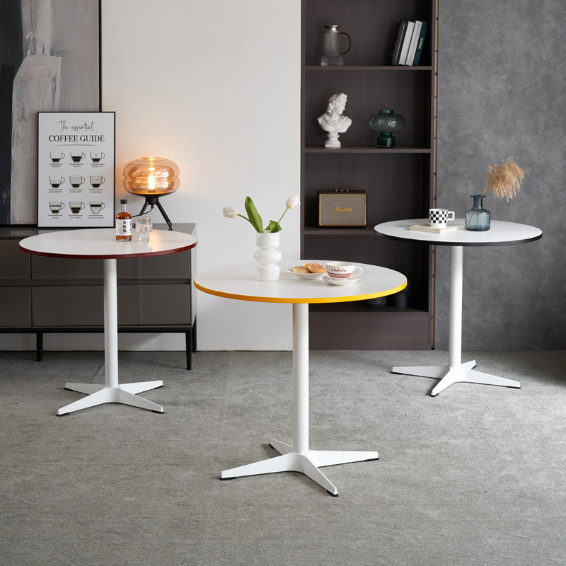 Eames Simple Waiting Small Round Table Small Apartment Household Stainless Steel Dining Table Casual Office Negotiation Table Balcony Table 
