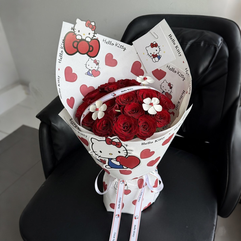 永生花蝴蝶结kt猫玫瑰花束香皂花送闺蜜生日礼物送女友七夕礼物|undefined