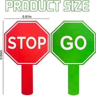 Stop and Go Logo Double-sided Handheld School Traffic Light Warning Sign Children's Traffic Safety Learning Sign