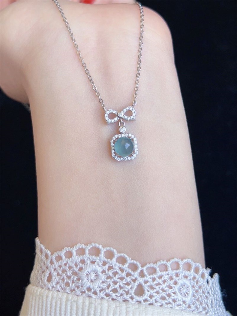 Vòng cổ ngọc bích tự nhiên bạc 925 mạ vàng mặt hồ lô phong thủy chi tiết 21