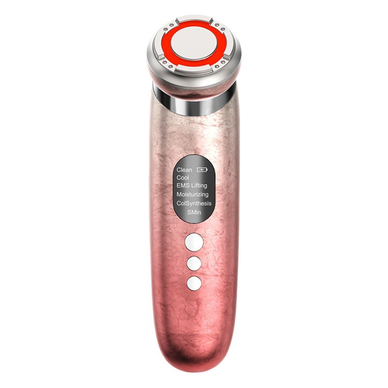 Новое портативное устройство для введения омоложения кожи с цветным светом и горячим и холодным омоложением EMS, ультразвуковое вибрационное косметическое устройство для лица