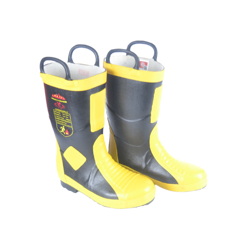 消防员灭火防护靴雨鞋救援鞋防刺钢板底防滑备勤鞋02消防靴