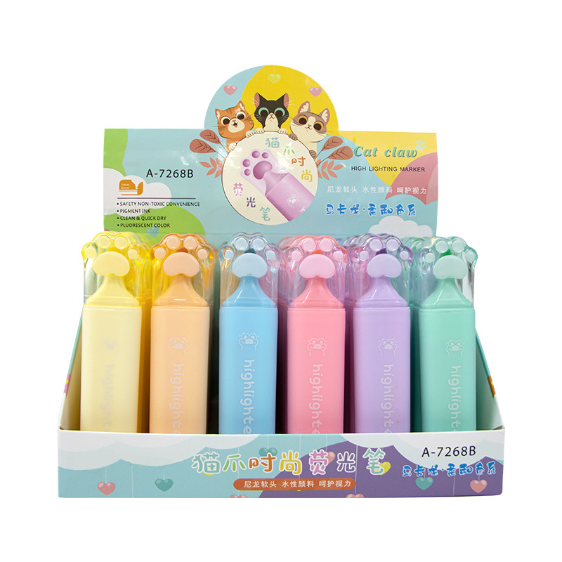 Garra de gato forma protección de los ojos resaltador dibujos animados lindo Super lindo de alto aspecto creativo exquisito macaron color resaltador